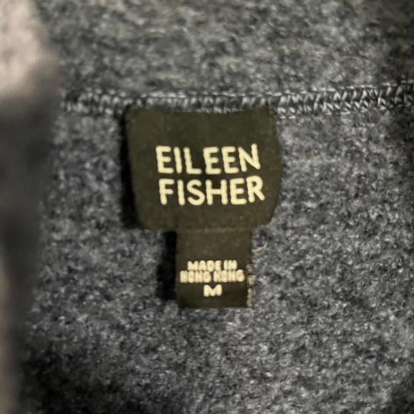 Eileen Fisher womens sz M zip front, 100% wool cardigan, blue/gray, Like New - Picture 4 of 11